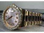 Rolex 18k Yellow Gold Presidential 31mm Watch Metallic Pink Dia. Dial N Bezel