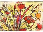 Original Signed Watercolor Painting. Ink and Wash. Wildflower Meadow.ACEO