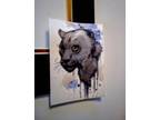 ACEO Original Watercolor Painting, Black Panther, by Herbie Hasbrouck Jr