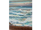 Vintage Original Ocean Waves Oil on Canvas Board Painting Signed Rosine Wilson