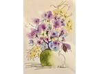 Original Signed Watercolor Painting. Impressionistic Wildflower Bouquet. 5x7”