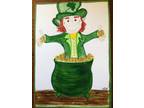 OOAK watercolor ACEO St. Patrick's Day Leprechaun