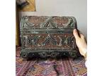 Unique Vintage Berber Box, Old Moroccan Handmade Wooden Chest, Leather,12 Inches
