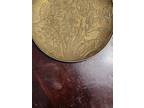 Vintage Antique hand made engraved floral brass wall hanging plate