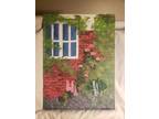 Summer Cottage Original Painting Acrylic Canvas Panel 9x12 Brick House Garden