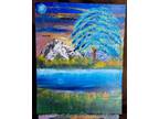 Magic Island, Acrylic Painting - 16x20 Hand Painted Artwork on Canvas
