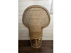 Vintage Wicker Rattan Peacock Fan Throne Chair Mid Century Modern Bohemian