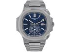 Patek Philippe Nautilus Watch 44MM Blue Index Hour Markers Dial White Gold