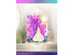 ACEO Art Original Print Princess & Purple Fantasy Tree Painting Miniature Art