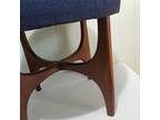 Vintage MCM G Plan Fresco Teak Stool With Blue Fabric