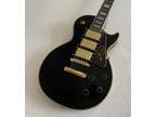 Custom LP Electric Guitar Guitarra 3H Pickups Glossy Black Red Fretboard