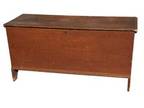 1780 s new england six board blanket chest box strap hinges red wash cutout