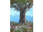 Abstract Tree Original Impressionism Landscape Painting Parry Johnson 5x7 5624
