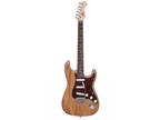 Monoprice Cali DLX Plus Solid Ash Electric Guitar - Natural, With Gig Bag