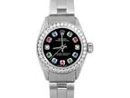 Rolex Ladies Oyster Perpetual Black Rainbow Dial Diamond Bezel