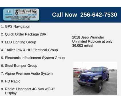 2018UsedJeepUsedWrangler UnlimitedUsed4x4 is a Blue 2018 Jeep Wrangler Unlimited Car for Sale in Decatur AL