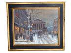 Emile Boyer Impressionist Oil Painting Evening Winter Paris Street Scene Signed