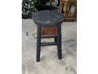 Vintage Wood Stool with Pull Out Drawer