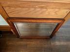 Antique Quarter Sawn Oak Framed Mirror Hammered Copper Trim Beveled Glass Mirror