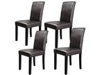 Faux Leather Dining Chair Set of 2/4/6/8 Wood Legs Waterproof Restaurant Chairs