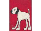 Original ACEO Painting - tiny beagle 2 - Nosey