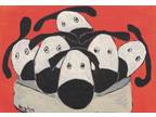 Original ACEO Painting - tiny beagle 5 - Nosey Family