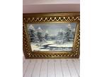 Original Oil On Canvas Winter Landscape Signed Barrister Framed Painting 7”x