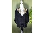 Victorian Needle Lace Mantle Capelet Black SILK ROUFF Paris FRANCE