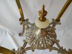 Victorian Ornate Filligree Brass Onyx Marble Fern Plant Stand