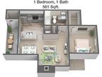 1 Floor Plan 1x1 - Royal Palms, San Antonio, TX