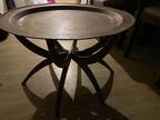 Mid-century Moroccan Brass Tray Coffee Table Spider Folding Legs