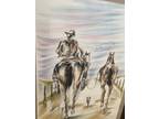 Gaucho & Horses, Original Pastel Painting , Luis Gasparini, Signed, Framed.