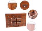 16 Drawers Vintage Wood Apothecary Medicine Cabinet Label Holder Card Catalog