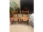 Vintage Children's Rocking Chair Wood Ladder Back Woven Seat Farmhouse Style