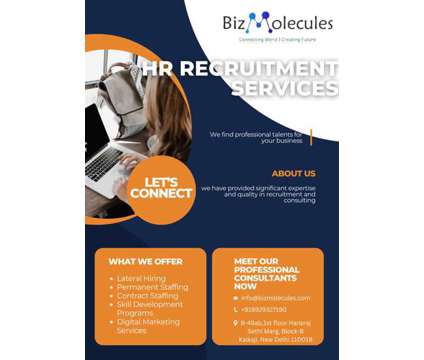 Bizmolecules HR Recruitment Services is a Full Time HR in Consulting Job Job at Bizmolecules in New Delhi DL