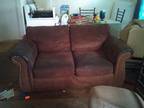 Brown suede sofa and loveseat