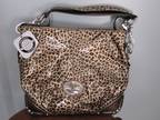 Authentic Kathy VanZeeland Leopard Triple Compartment Hobo Purse NWT