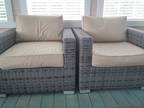 4 gray resin wicker chairs