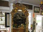 Gold Figural Marble Top Console with Mirror