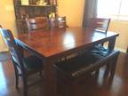 Dining table- with 4 chairs and a bench