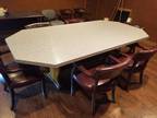 Elegant Marble Look Conference Table with Plush Leather Chairs