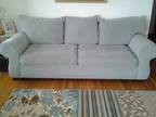 couch, very pale blueish/green color, great condition. 6ft...(8ft including arm