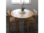 Drop Leave Dining Table 3 Piece Set Natural with Artificial Orchid 25 White