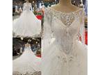 Everly's Princess Appliqu Long Sleeve Wedding Gown With 3 Foot Train