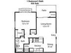 2 Floor Plan 1x1 - Nova Park, Garland, TX