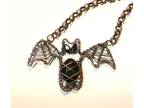 Oxidized Copper Wire Wrap Halloween Bat Pendant