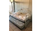 White iron day bed with trundle