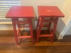 Red wood bar stools stools