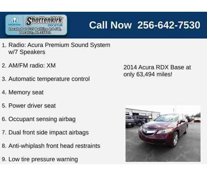 2014UsedAcuraUsedRDXUsedAWD 4dr is a Red 2014 Acura RDX Car for Sale in Decatur AL