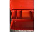Vintage Metal Tackle Box With Vintage Tackle Included. Red
